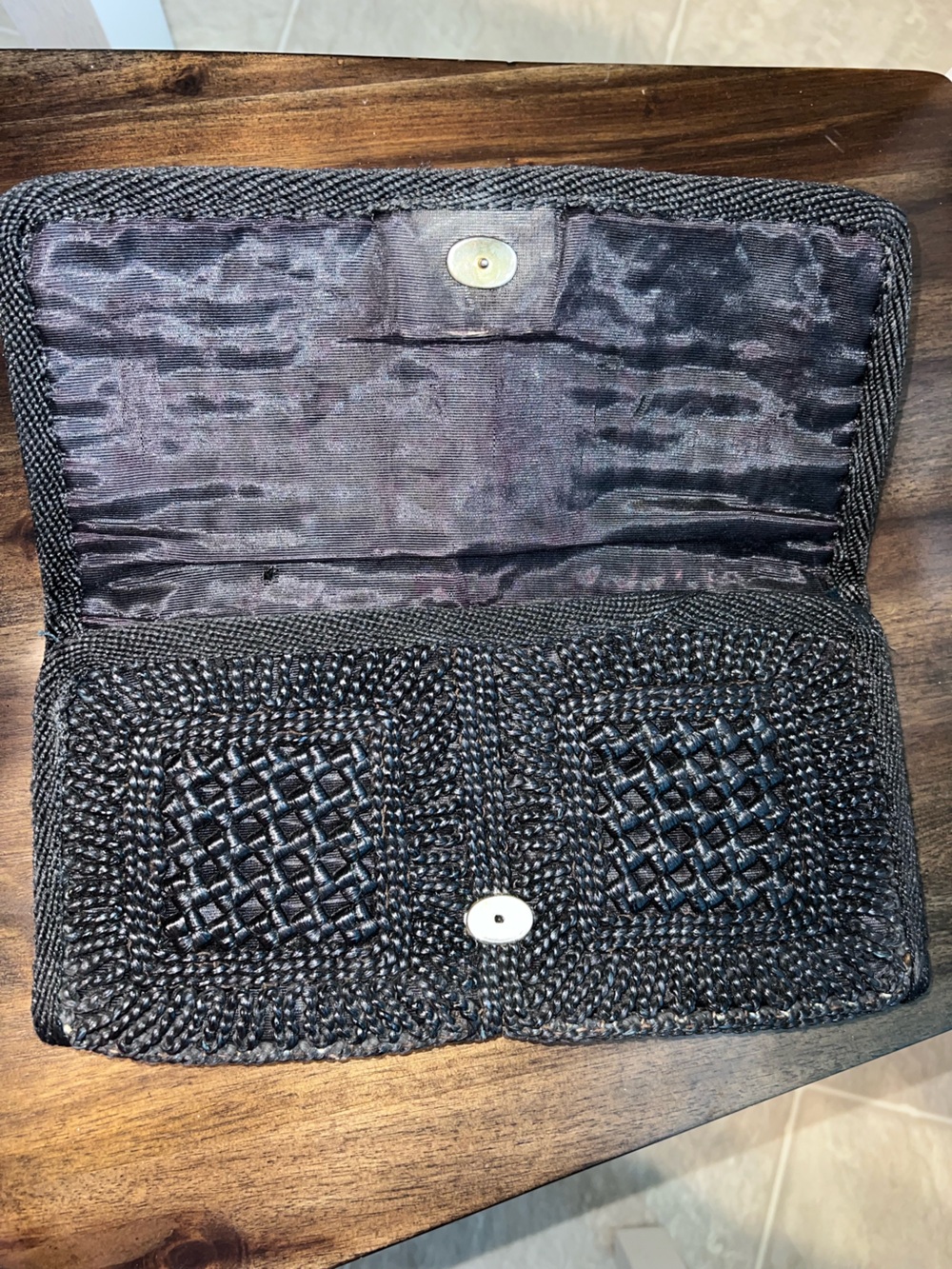 Vintage Maas Brothers Florida Woven Black Clutch Bag Made in Italy Boho - Picture 4 of 14